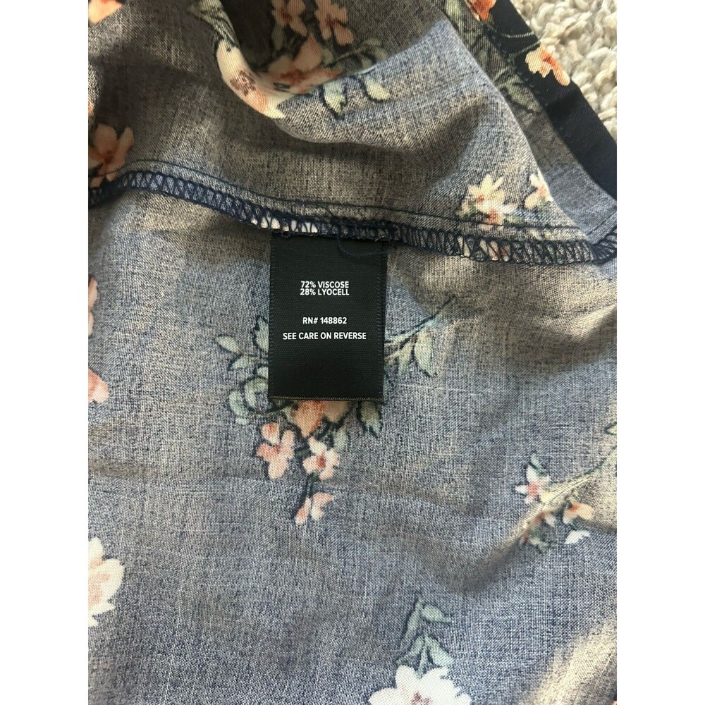 Torrid 2X Navy Floral Button Short Sleeve Ruffle Tie Midi Dress Tiered Plus Size - Picture 8 of 8